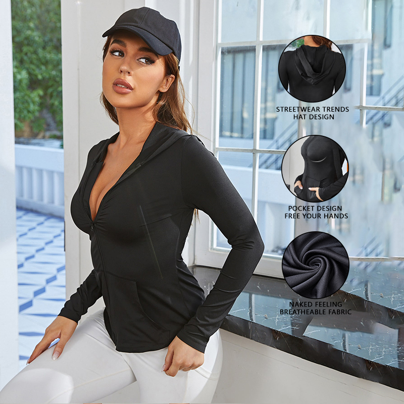 Casaco feminino preto justo, r - Yoga Fitness Workout avaliação e preço