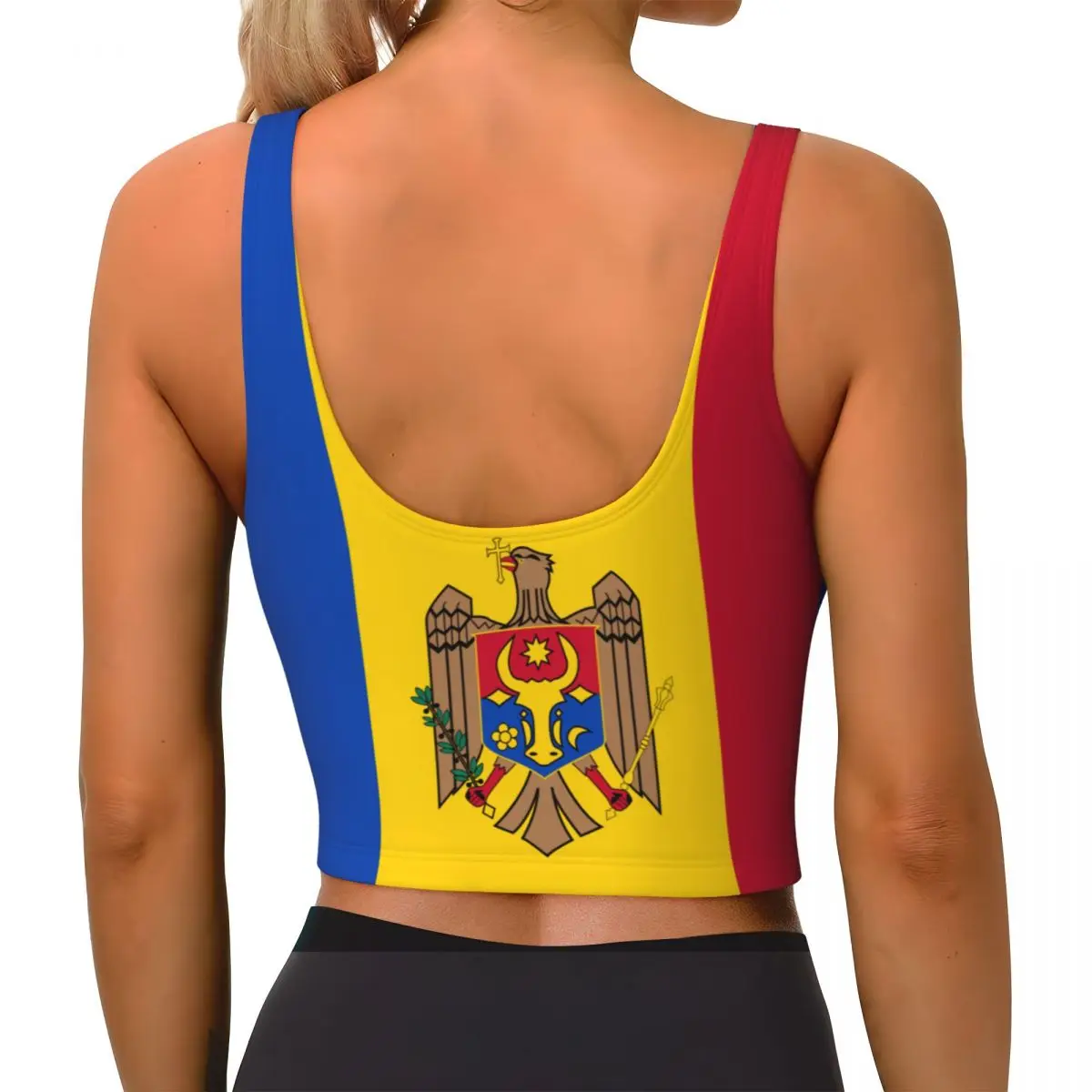 Bandeira da Moldavia Tops Bási - Yoga Fitness Top avaliação e preço