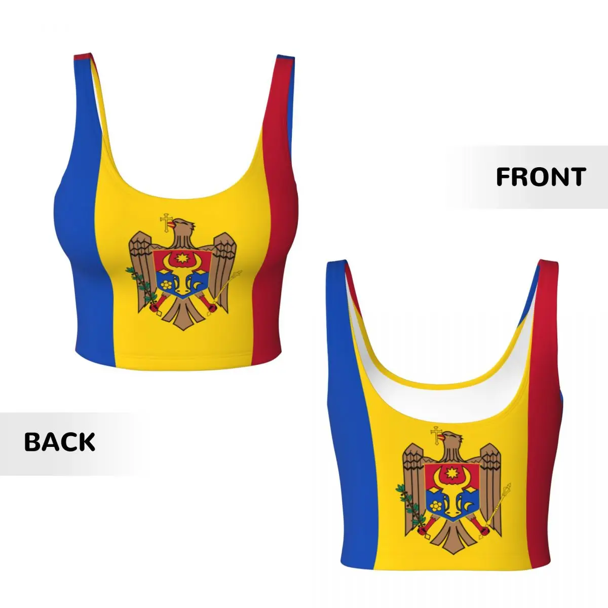 Bandeira da Moldavia Tops Bási - Yoga Fitness Top avaliação e preço