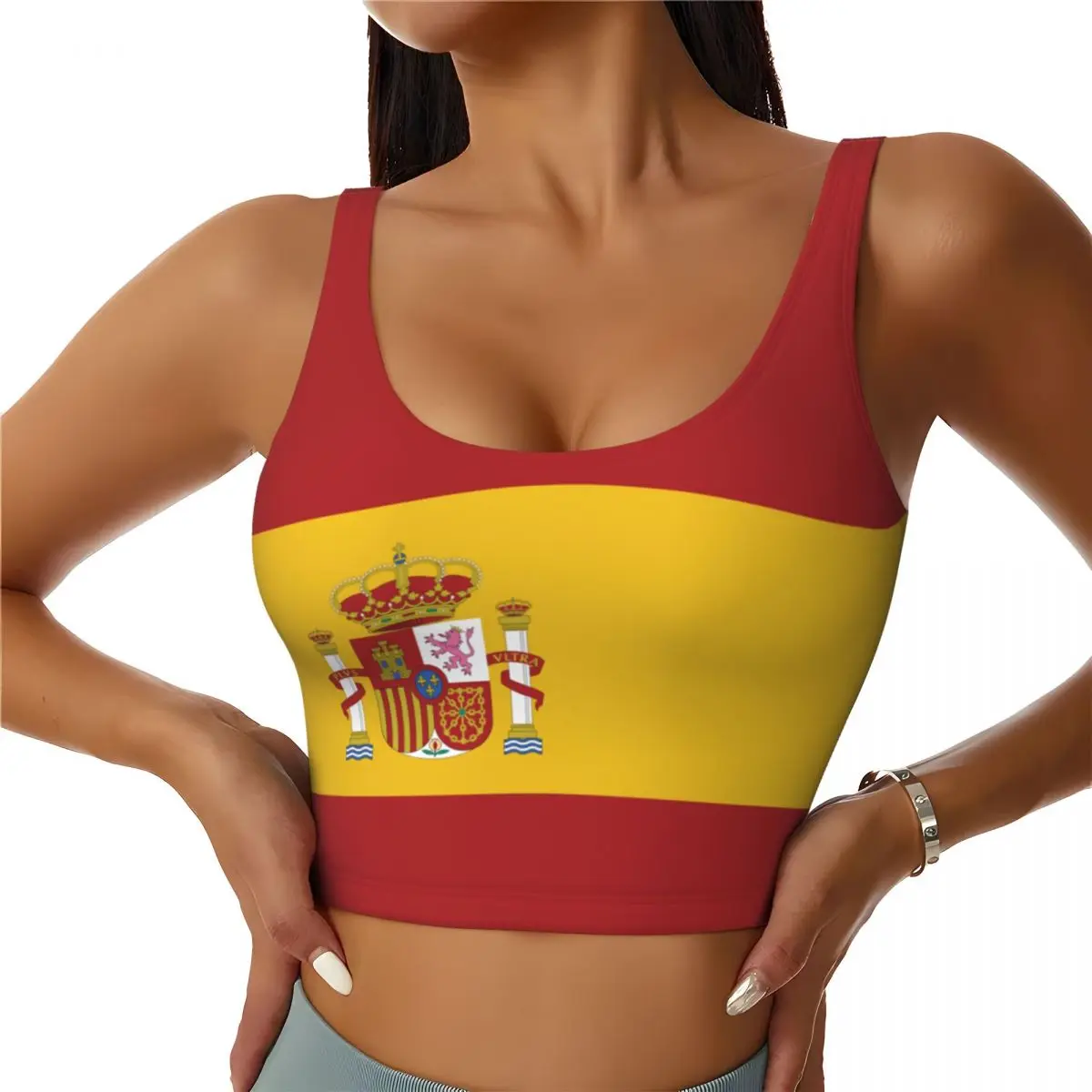 Tops básicos com bandeira da E - Yoga Fitness Top avaliação e preço